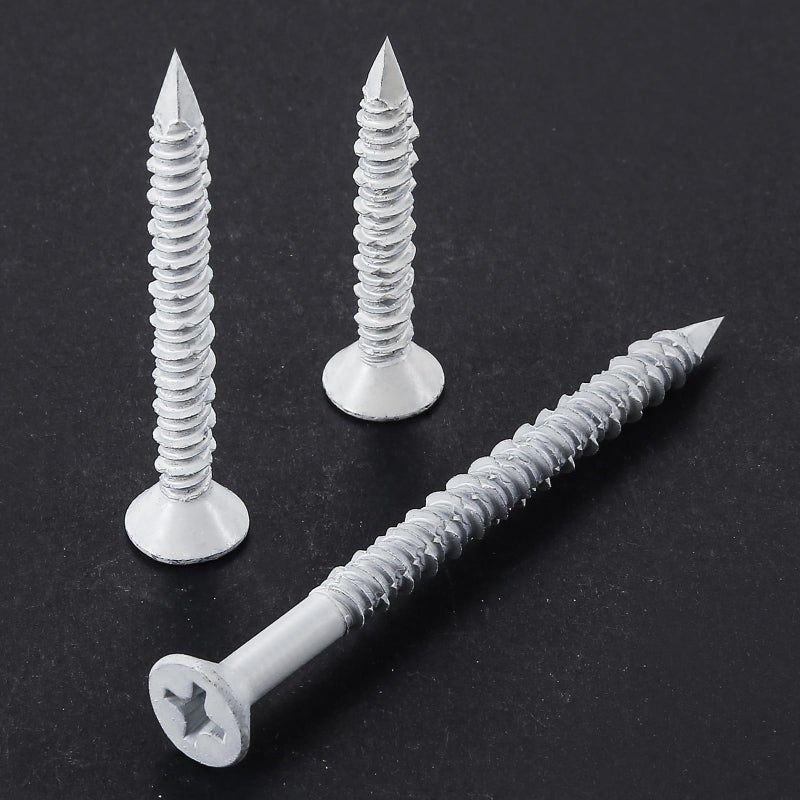 WenSilon(30 PCS) 1/4"" x2-3/4 White Concrete Screw Anchor White Flat Head for Anchoring to Masonry, Block or Brick Stucco - Image 4